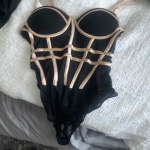 Lingerie, size medium, black, and gold